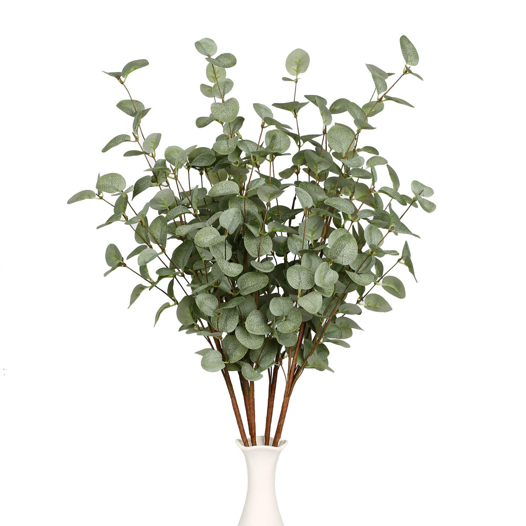 VGIA 6 Pcs 27" Eucalyptus Stems Greenery Stems Eucalyptus Leaf Spray in Green Silk Plastic Plants Floral Artificial Plants for Home Party Wedding Decoration