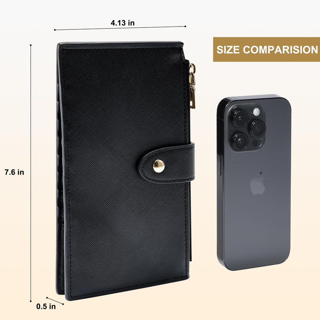 Travelambo RFID Wallet Women Large Size Bifold Multi Card Wallet Case with Zipper Pocke Credit Card Holder for Women