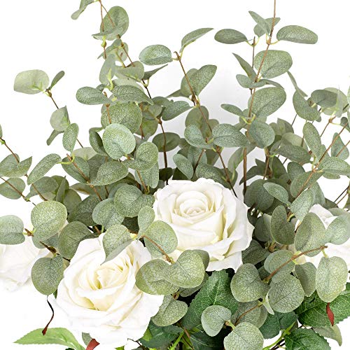 VGIA 6 Pcs 27" Eucalyptus Stems Greenery Stems Eucalyptus Leaf Spray in Green Silk Plastic Plants Floral Artificial Plants for Home Party Wedding Decoration