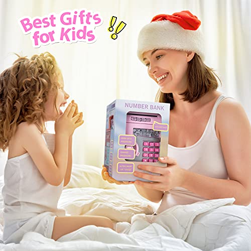 Kids Piggy Bank for Girls - Toys for 5 6 7 8 9 10 Year Old Girl Birthday Gifts - Electronic Piggy Bank ATM Machine Money Safe for Kids Toys Age 6-8-10