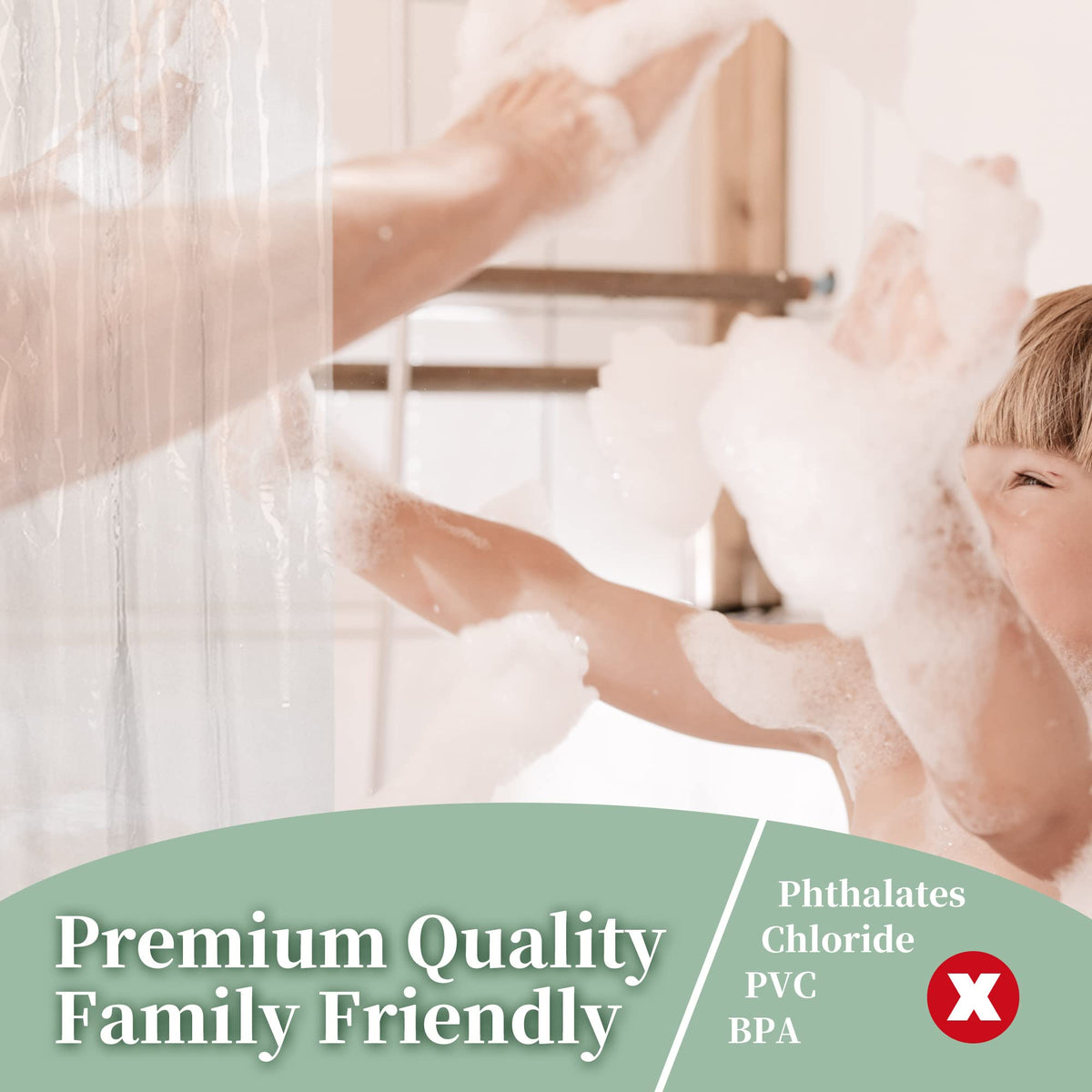 Barossa Design Oeko-tex Certified Shower Curtain Liner Standard Size, Clear | Waterproof PEVA, Rustproof Grommets, 3 Bottom Magnets, Cute Lightweight Bathroom Curtain, Fits Standard Tub 72" Length
