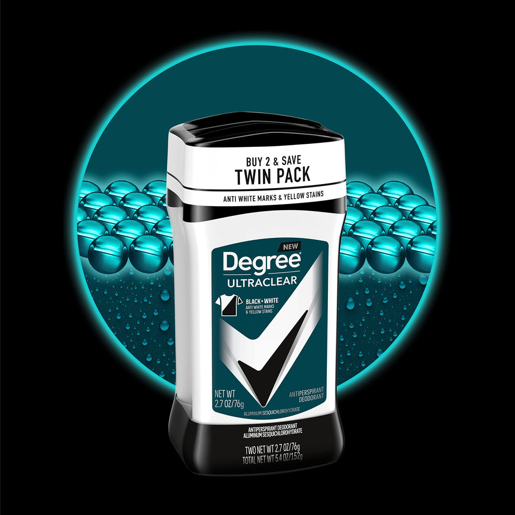 Degree Men UltraClear Antiperspirant Deodorant, 2 Count, 2.7 oz | For long days, provides 72-hour sweat and odor protection with MotionSense Technology.