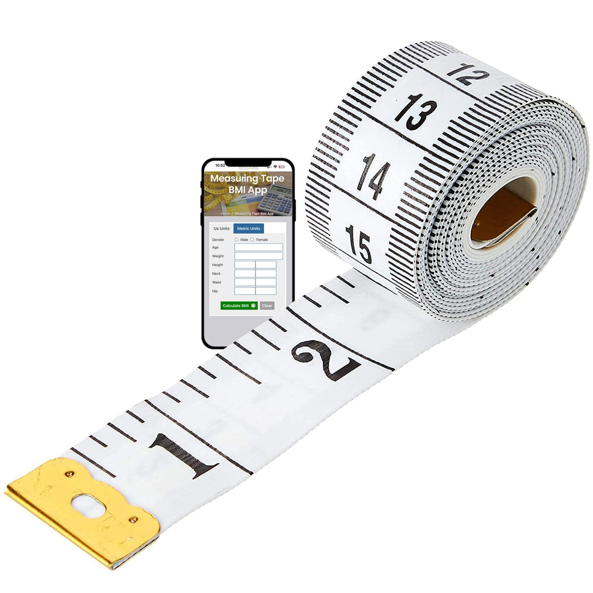 Dual Sided Durable Measuring Tape for Body Waist Measure, Cloth Sewing Tape | Flexible fibreglass measuring tape, Soft tape for accurate body measure and fabric cloth measurements, with BMI app and eBook