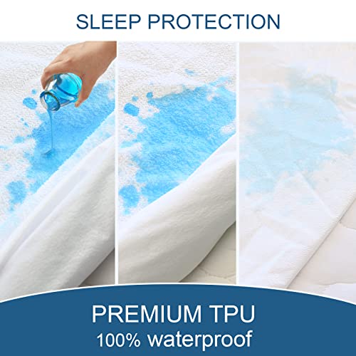 Queen Size Mattress Protector Waterproof,Absorbent Fitted Sheet | up to 18" Deep Pocket,Mattress Cover Queen Size Bed Sheets,Terry Machine Wash Protection Mattress Protector