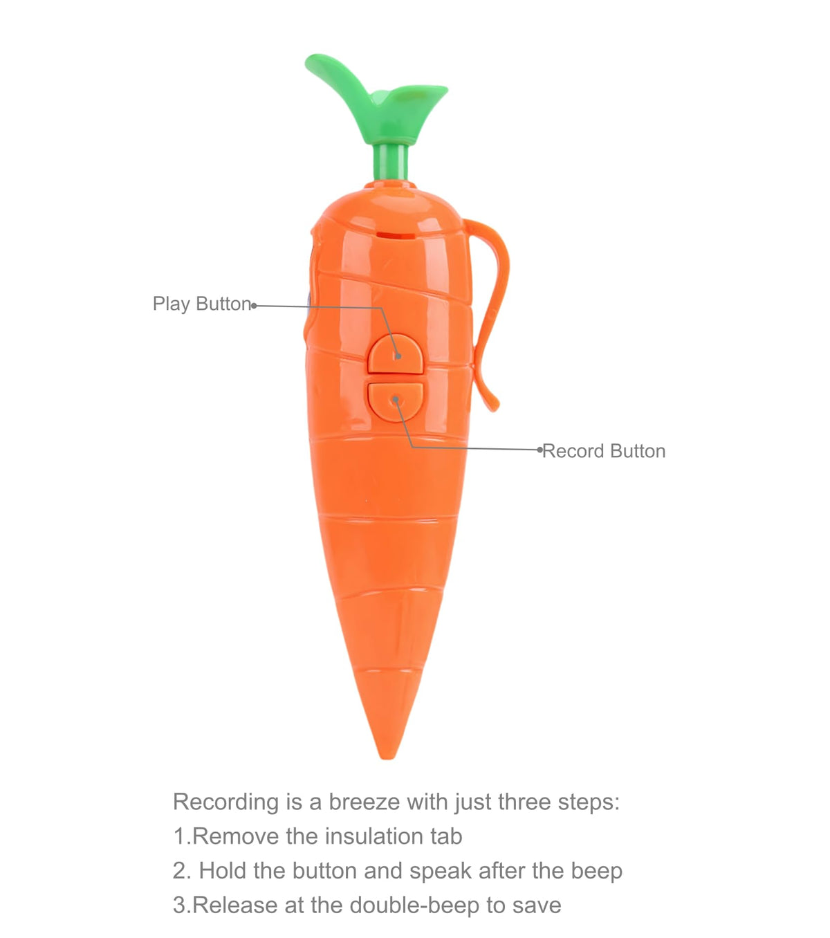 60-Second Voice Recorder with Playback & Audio Recorder Pen - Cute Carrot-Shaped Recorder Device, Smooth-Writing Ballpoint Pen - Fun & Creative Gift for Kids, Students, Teachers