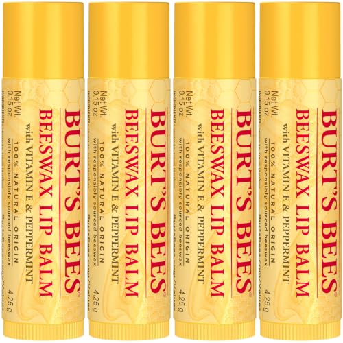 Burt's Bees 100% Natural Moisturizing Lip Balm (Original Beeswax) | Lip Moisturizer with Beeswax, Tint-Free, 100 Percent Natural Origin Conditioning Treatment, Easy to Take Anywhere