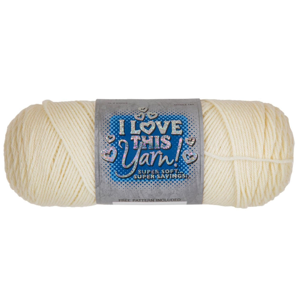 Hobby Lobby I Love This Yarn, 100% Acrylic, Ivory, Set of 2 | 4 Medium Weight, 355 Yards Per Skein, For Crocheting & Knitting