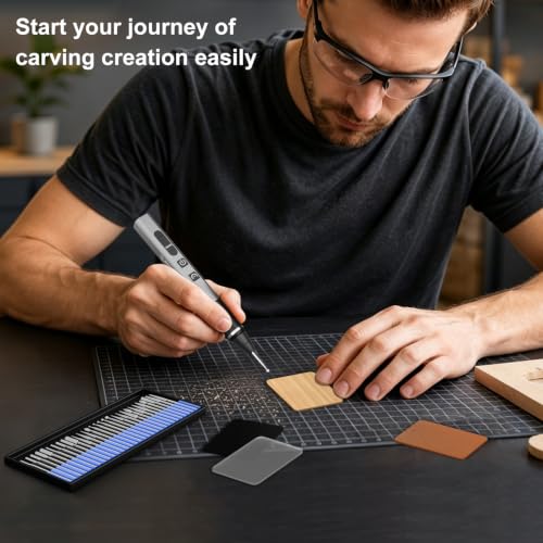 STREBITO Engraving Pen for Metal Wood Glass Plastic, 47 in 1 Engraving Kit | 5 Speeds Up to 36000 RPM, USB-C Rechargeable, Diamond Bit, Beginner Friendly, Portable Engraving Pen Kit for Artists & DIYers
