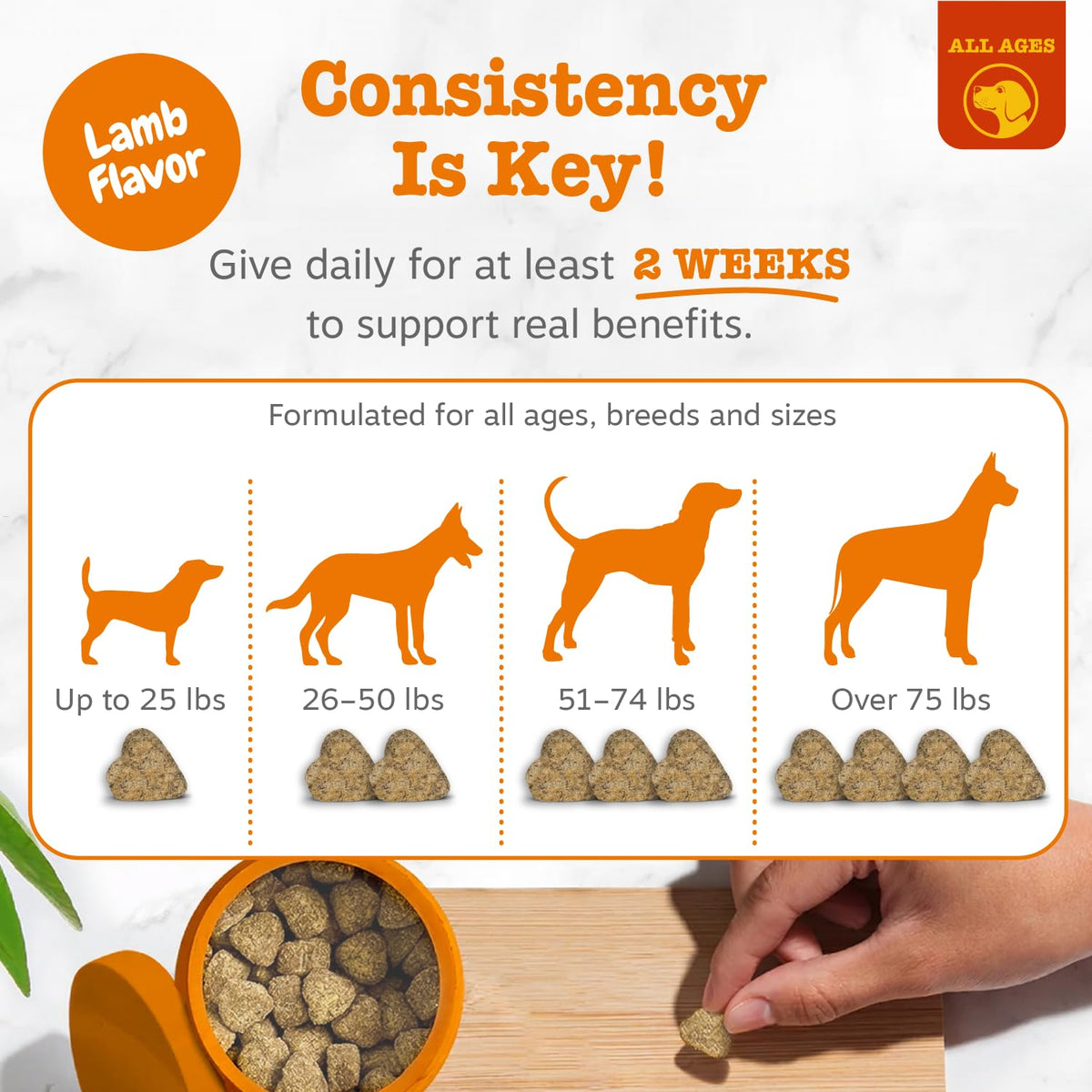 Zesty Paws Dog Allergy Chews - Dog Allergy Relief, Lamb, 90 Ct | Itch Relief for Dogs Soft Chews with Probiotics for Itchy Skin, Ears and Paws