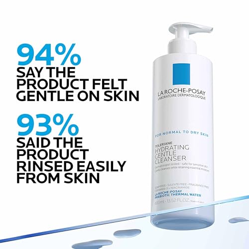 La Roche-Posay Toleriane Hydrating Gentle Facial Cleanser, with Niacinamide | Face cleanser with niacinamide & ceramides, safe for sensitive skin. Daily face wash for normal to dry skin, fragrance free.