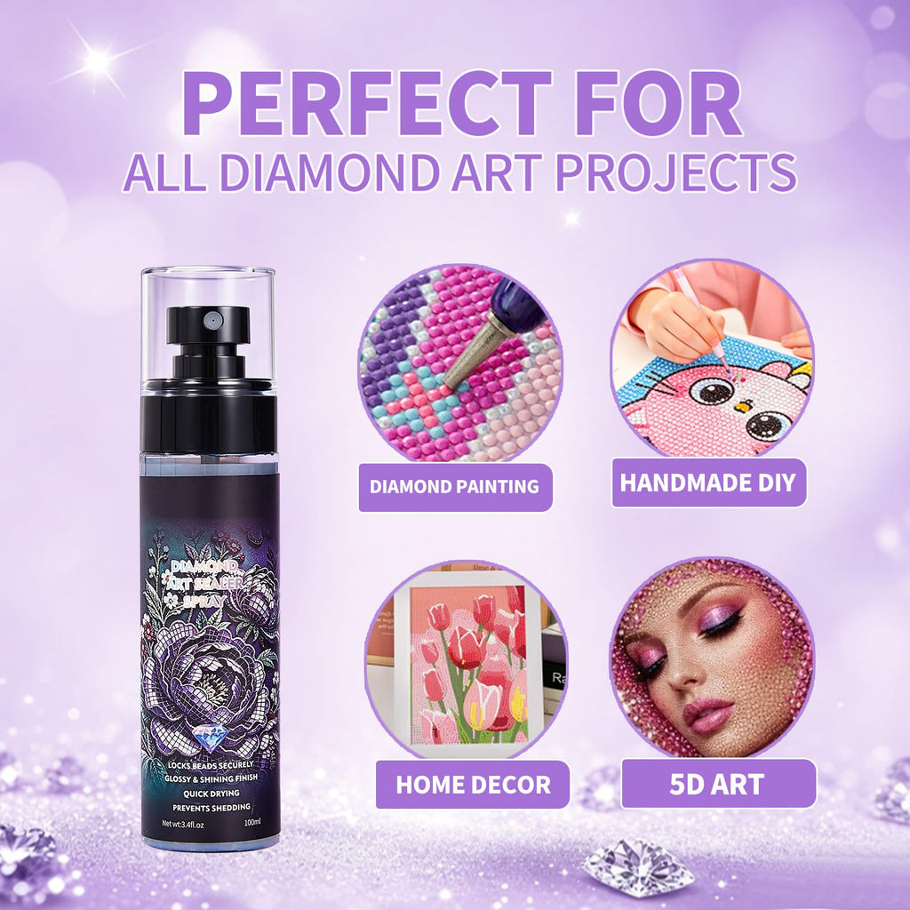 Diamond Art Sealer Spray, Painting Sealer Spray, Quick Drying Spray evenly | For Diamond Art, Secure Diamond Fixing and High Gloss Finish 100ml