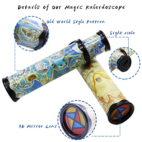 Xeehwb 2 Pack Classic Kaleidoscope Toy,Magic Rotating Kaleidoscope,Stretchable Long World Kaleidoscope,Educational Toy Kaleidoscope for Children Gifts