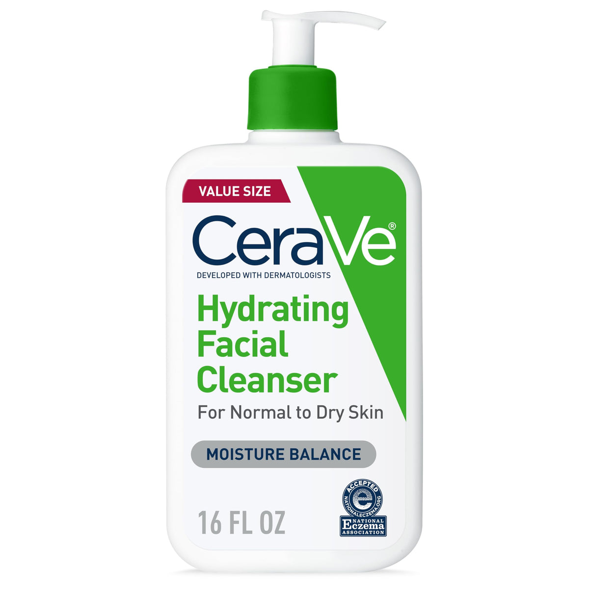 CeraVe Hydrating Cleanser with Hyaluronic Acid, Gentle Face Cleanser,16oz | Daily Face Wash & Makeup Remover with Glycerin, Skin Care for Men and Women, National Eczema Association Certified
