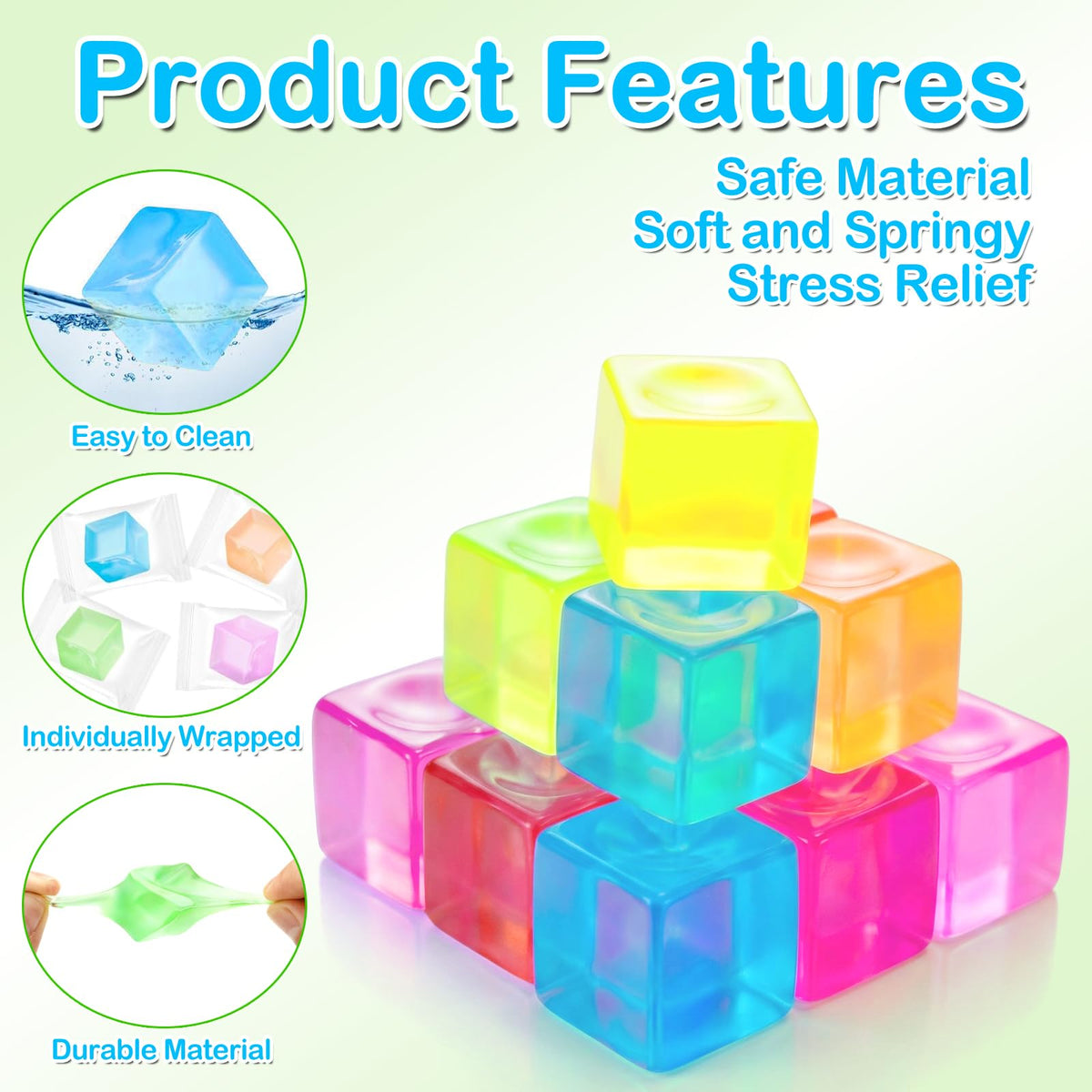 Siwarm 30 Pack Mini Cube Squishy Fidget Toys for Kids and Adults | Mini Stress Cube Squeeze Toys, Sensory Toys, Anxiety Relief, Treasure Box Toys Classroom Prizes, Party Favors