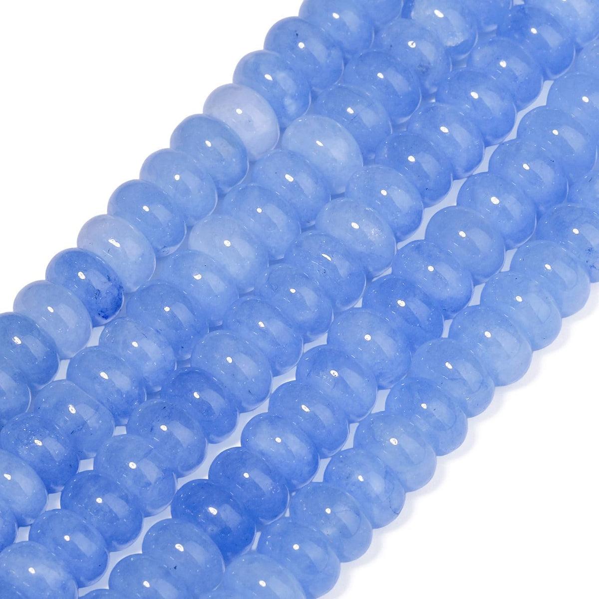 Songxi 5x8mm Natural Light Blue Colored Jade Stone Rondelle Beads, 73PCS Spacer Round Loose Abacus Beads for Jewelry Making, Gemstone for Bracelet Necklace Earrings, Arts and Crafts