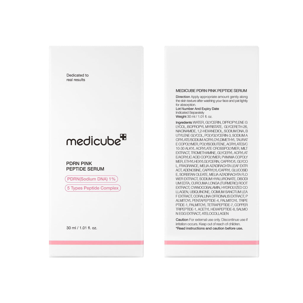 medicube PDRN Pink Peptide Serum with Salmon DNA, Firmer, Even-Looking Skin | Pink Glow Serum with Peptides & Niacinamide for Hydration, Firm-Looking Skin & Uneven Tone Care, Korean Skincare, 1.01 fl.oz.