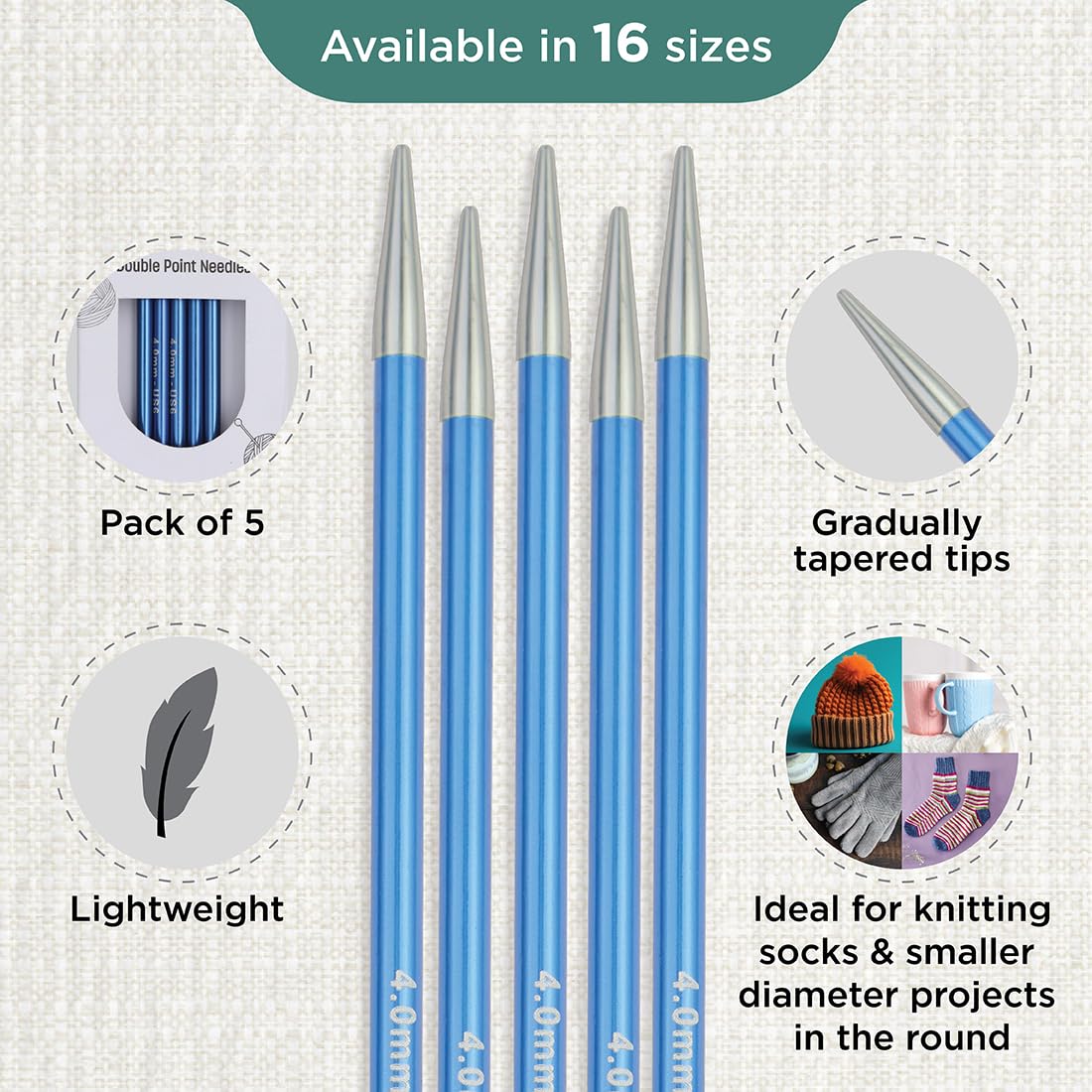 KnitPro Zing Double Pointed Needles 6" (15cm) | US Size 6 (4mm)