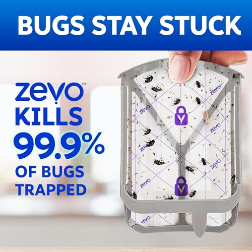 Zevo Flying Insect Trap Refill Cartridges for Fruit Flies & Gnats, 4 Count | Fits Zevo MAX & Zevo Flying Insect Trap, Catches House Flies, Gnats & Fruit Flies 24/7, No Added Fragrance or Dyes