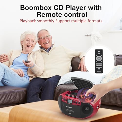 G Keni CD Cassette Player Combo, Boom Box with CD Player & AM/FM Radio | CD & Cassette Tape Player, AM/FM Radio, Bluetooth, USB Playback, Cassette Recording, Portable Design, AC/Battery Powered