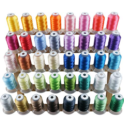 New brothread 40 Colors Polyester Embroidery Machine Thread Kit | Colors Compatible with Brother, 40WT, 500M/550Y spool, Compatible with Brother Babylock Janome Singer Pfaff Bernina Machines
