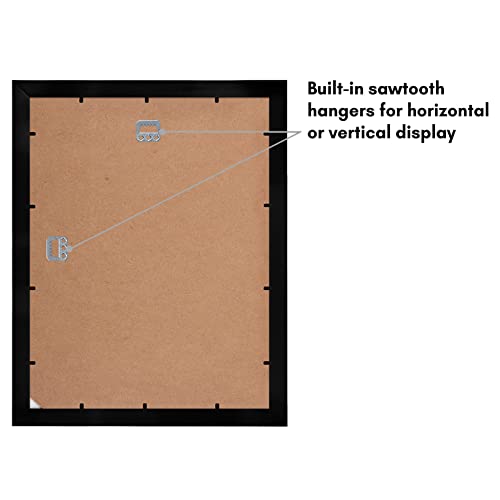 Americanflat 11x14 Picture Frame - Matted to 8x10 - Engineered Wood - Black | Shatter-resistant glass, hangs vertical or horizontal, sawtooth hangers included, use with or without mat