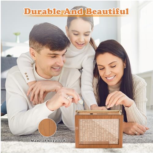 10000 Savings Challenge Box, Money Saver Box 10k Smash, Wooden Digital Save Piggy Bank for Adults Kids, Cash Vault Wooden Savings 10,000 Dollar, Caja De Ahorros, Cashbox Kakeibo