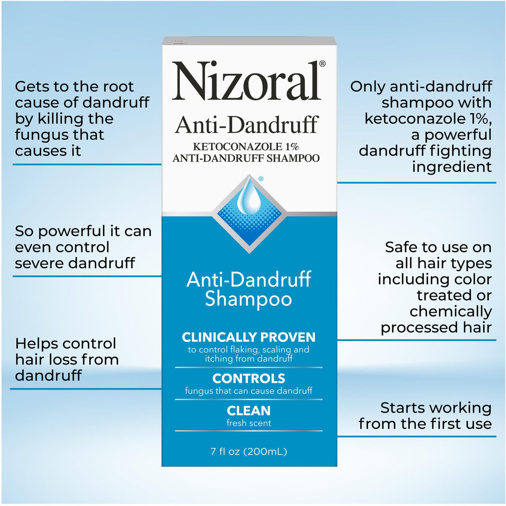 Nizoral Anti-Dandruff Shampoo with 1% Ketoconazole, Fresh Scent, 7 Fl Oz | Anti-Fungal Shampoo, Dandruff Shampoo for Dandruff Relief, Ketoconazole Shampoo, Dandruff Treatment, 1% Ketoconazole