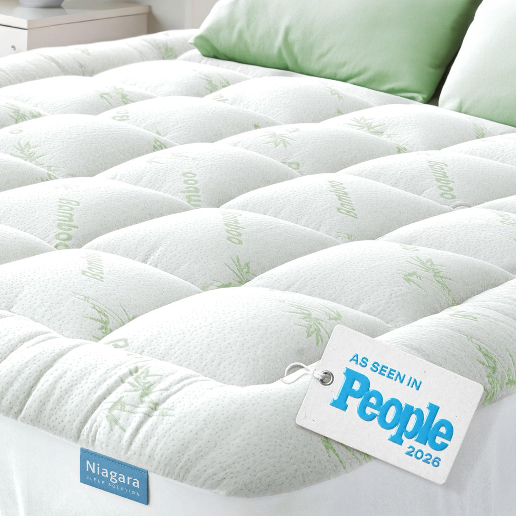 Niagara Sleep Solution Queen Ultra Soft Mattress Topper — Back Pain Relief | Rayon Derived from Bamboo, 20" Deep Pocket, Breathable Pillow Top Mattress Pad, Perfect for Hot Sleepers, Green