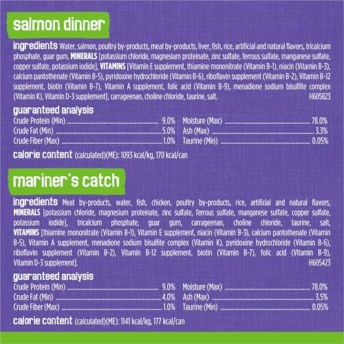 Purina Friskies Pate Wet Cat Food Variety, Seafood & Chicken, (40) 5.5 oz | Moist cat food with real seafood or chicken, smooth easy-to-chew pate texture, 40-count variety pack to stock up