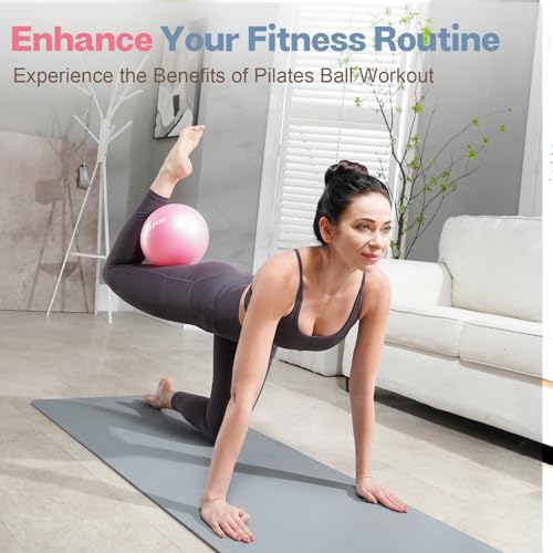 kisnbld 9 Inch Pilates Ball, Small Exercise Ball for Core &Physical Therapy | Anti-burst Slip Resistant Mini Yoga Pilates Equipment for Stability,Stretching, Rehab & Workout at Home Gym & Office