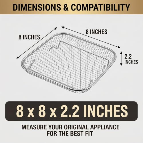 Buwesru 2Pcs for Ninja crispi pro Accessories, for Ninja crispi Stainless Steel Tray FN101 Accessories, 304 Food Grade Fine Mesh Grill Basket, Stackable Double Layer Air Fryer Wire Tray for Baking