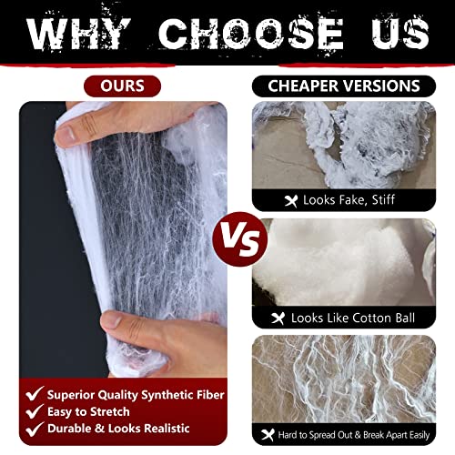 1000 sqft Spider Webs Halloween Decorations with 30 Fake Spiders | Super Stretch Cobwebs for Halloween Indoor and Outdoor Party Supplies