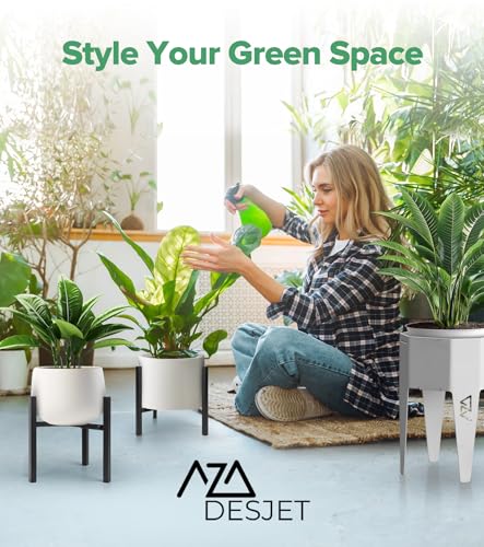 AZADESJET Plant Stand Indoor Adjustable, Metal Modern Indoor Plant Stand, Heavy Duty Plant Stands Outdoor Corner, Stable Plant Holder, Fits 8 to 12 Inches Pots, Black, 1 Pack, Pot & Plant Not Included