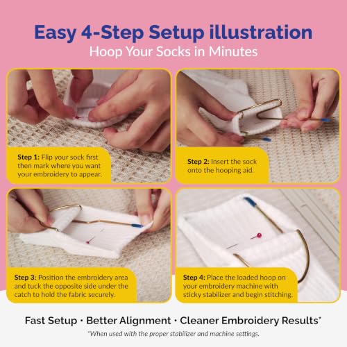 Sock Hoop for Embroidery Machine | Sock Hoop Set for Embroidering Designs on Any Machine. Embroidery Accessories and Supplies with Universal Compatibility. Makes Embroidering Socks Easy - 4 Pack