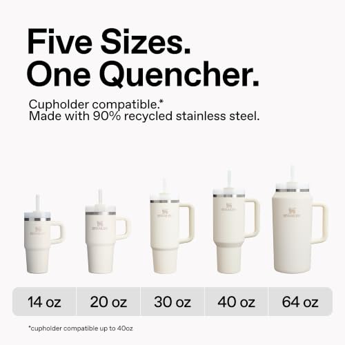 STANLEY Quencher H2.0 Tumbler with Handle and Straw 30 oz | Flowstate 3-Position Lid | Cup Holder Compatible for Travel | Insulated Stainless Steel Cup | BPA-Free | Rose Quartz 2.0