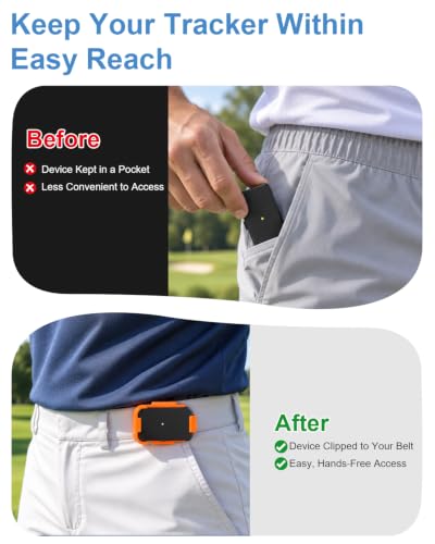 4-Pack Belt Clips Compatible with Arccos Air & Link Pro Golf Trackers | 2 Vertical & 2 Horizontal Portable Clips, Black & Orange