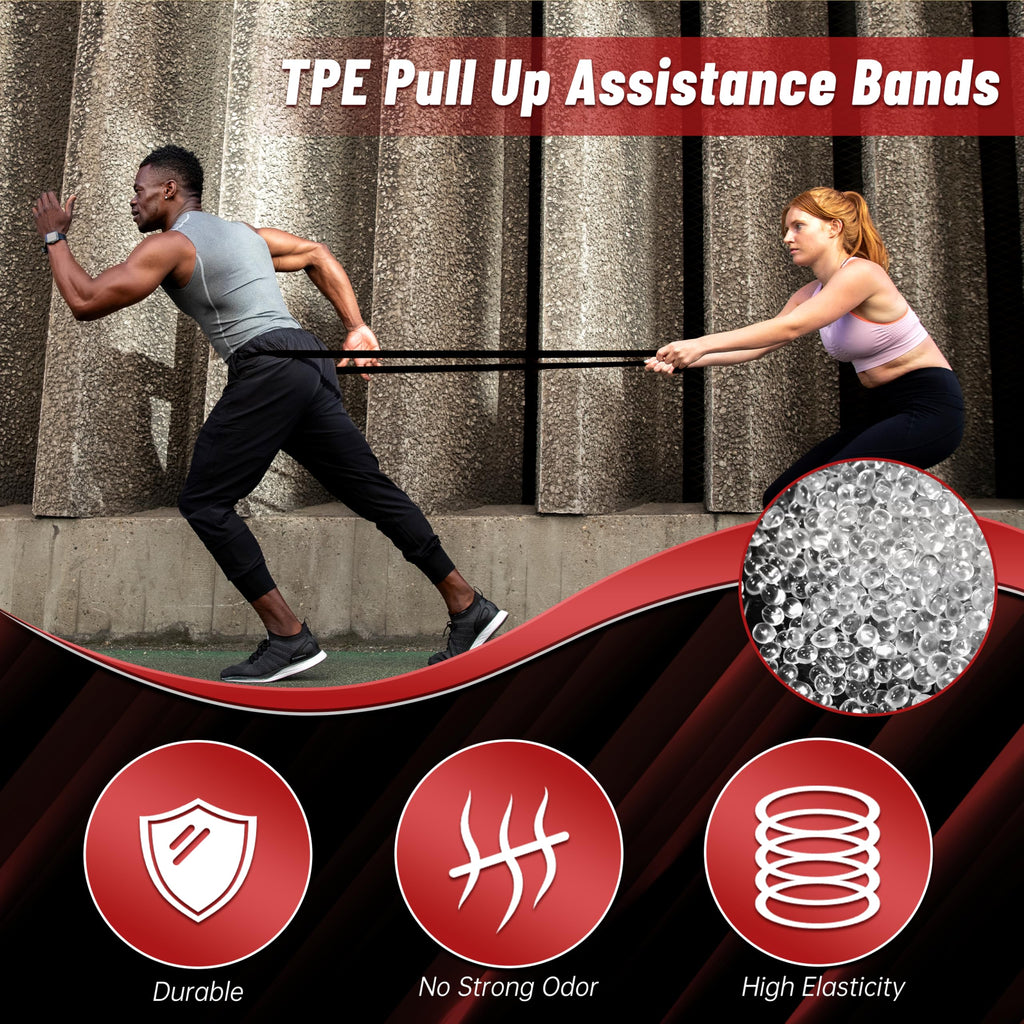 5-Level Resistance Bands for Working Out, Pull Up Assistance Bands | 5-125 LBS Resistance, Fitness, Full-Body Training, Physical Therapy & Stretch Workout, for Men, Women, Home, Outdoor, Gym Use