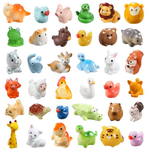 DIYDEC 40pcs Mini Resin Animal 40 Styles Tiny Resin Animals Miniature Little Small Animal Figures Bulk for Micro Fairy Garden Landscape Accessories Dollhouse Hide Crafts Decor Aquarium Toys