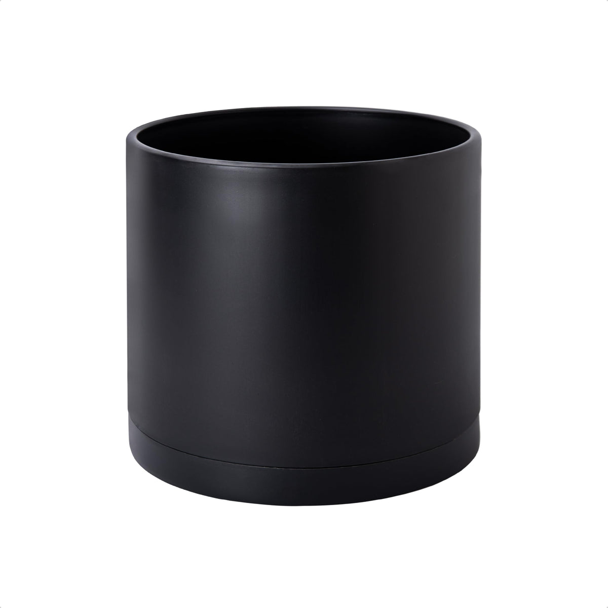 D'vine Dev Plastic Planter Pot with Saucer, 8 in, Black, 74-X-B-1 | Lightweight Matte Finish, Cylinder Shape, Drainage Holes, Sleek Minimalist Design, Detachable Saucer, Easy Maintenance