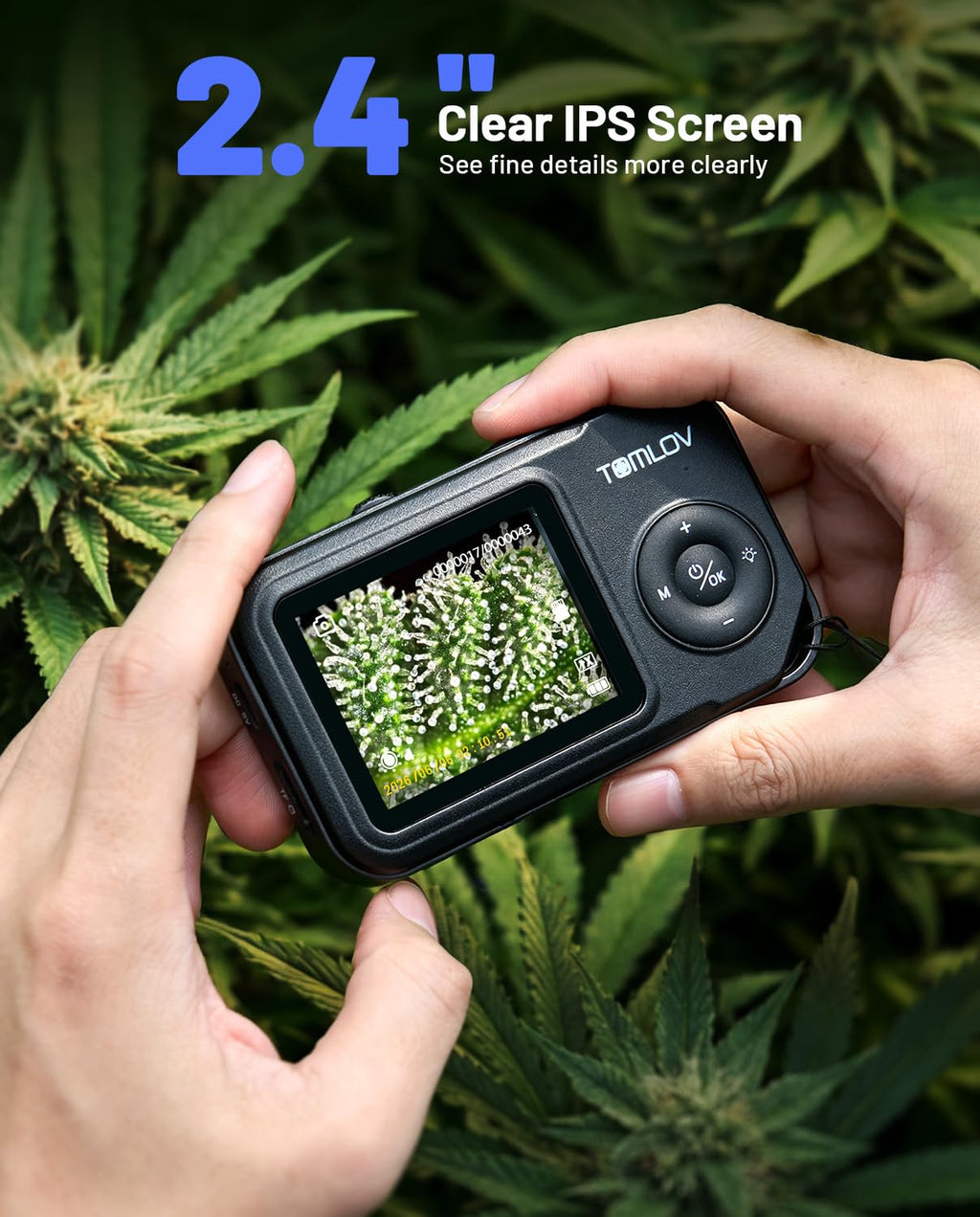 TOMLOV P50 Handheld Digital Microscope, Adjustable Focus, 2.4" IPS Screen | Adjustable LED Lighting, Pocket-Sized, Take Photos/Videos, Error Coin & Trichome View, For Collectors, Windows/Mac Compatible