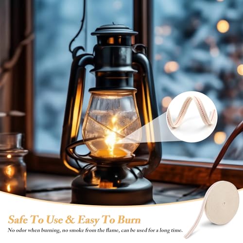 32.8 Feet Oil Lamp Wicks, Each Roll is 1/2-inch Wide Wicks for Oil Lamps, Cotton Oil Lamp Wick Can Be Used As Fuel for Kerosene Lamps, Lanterns and Oil Lamps