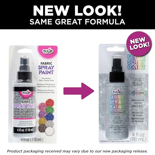 Tulip Fabric Paint, Permanent Spray on Paint, 4 fl oz Sparkling Star Silver Glitter