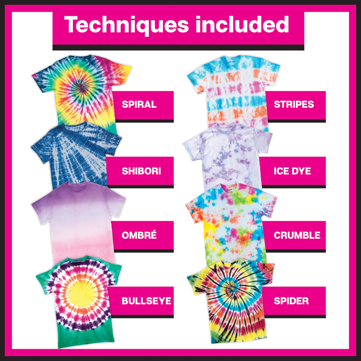 Tulip One-Step Tie Dye Party Kit, 18 Bottles, 14 Colors | 18 Prefilled 2.75 fl oz Bottles, Gloves, Rubber Bands, 2 Project Guides, Large Group Activity, Permanent Fabric Dye