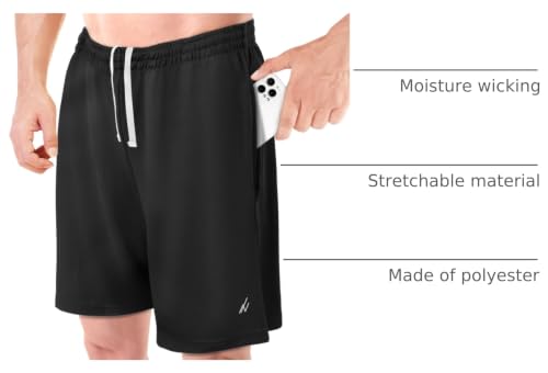 NY Threads Breathable Mesh Mens Athletic Shorts Loose-Fit Quick Dry Shorts | Lightweight Activewear Knit Workout Shorts with Pockets 8 Inch Inseam Gym Short Elastic Waistband with Drawstring