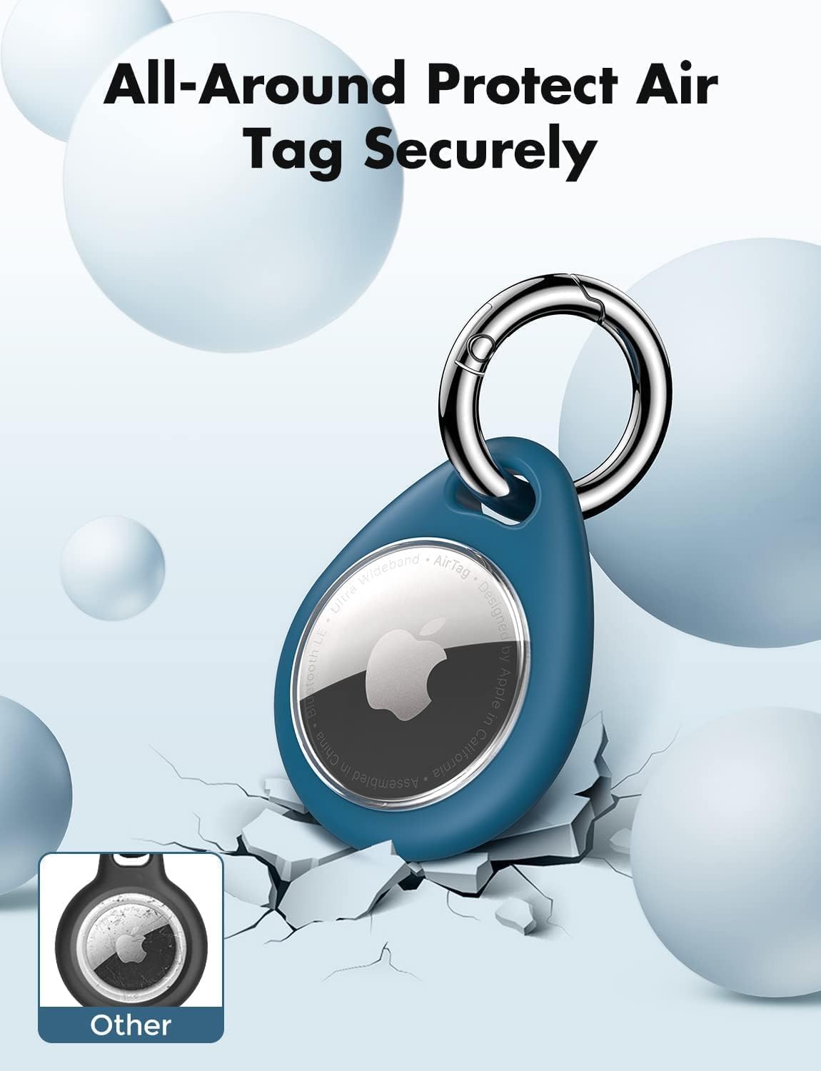 UNBREAKcable AirTag Holder for Apple - 4 Pack Air Tag Case with Keychain | Secure Tight Fit, Easy to Install, Shockproof Waterproof TPU, Perfect for Kids Pets Luggage Backpacks and Keys