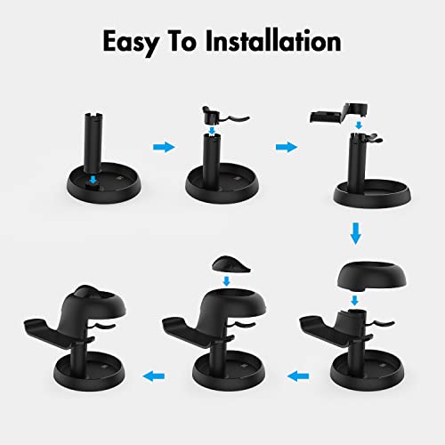 AMVR TYBP1 VR Headset Stand for Quest 3/3S/2, Steam Frame, Pico 4, PSVR 2 | Stable enlarged base,ABS build,lens scratch protection,holds headset & controllers,multi-accessory storage,quick instal