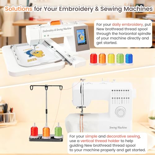 New brothread 40 Colors Polyester Embroidery Machine Thread Kit | Colors Compatible with Brother, 40WT, 500M/550Y spool, Compatible with Brother Babylock Janome Singer Pfaff Bernina Machines