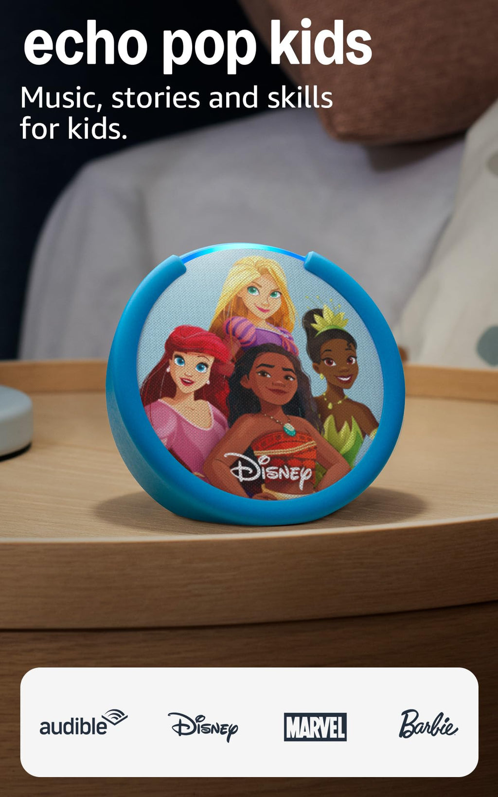 Amazon Echo Pop Kids (newest model), Enjoy age-appropriate audiobooks, sleep routines and Alexa+ experiences to create and learn, Disney Princess design