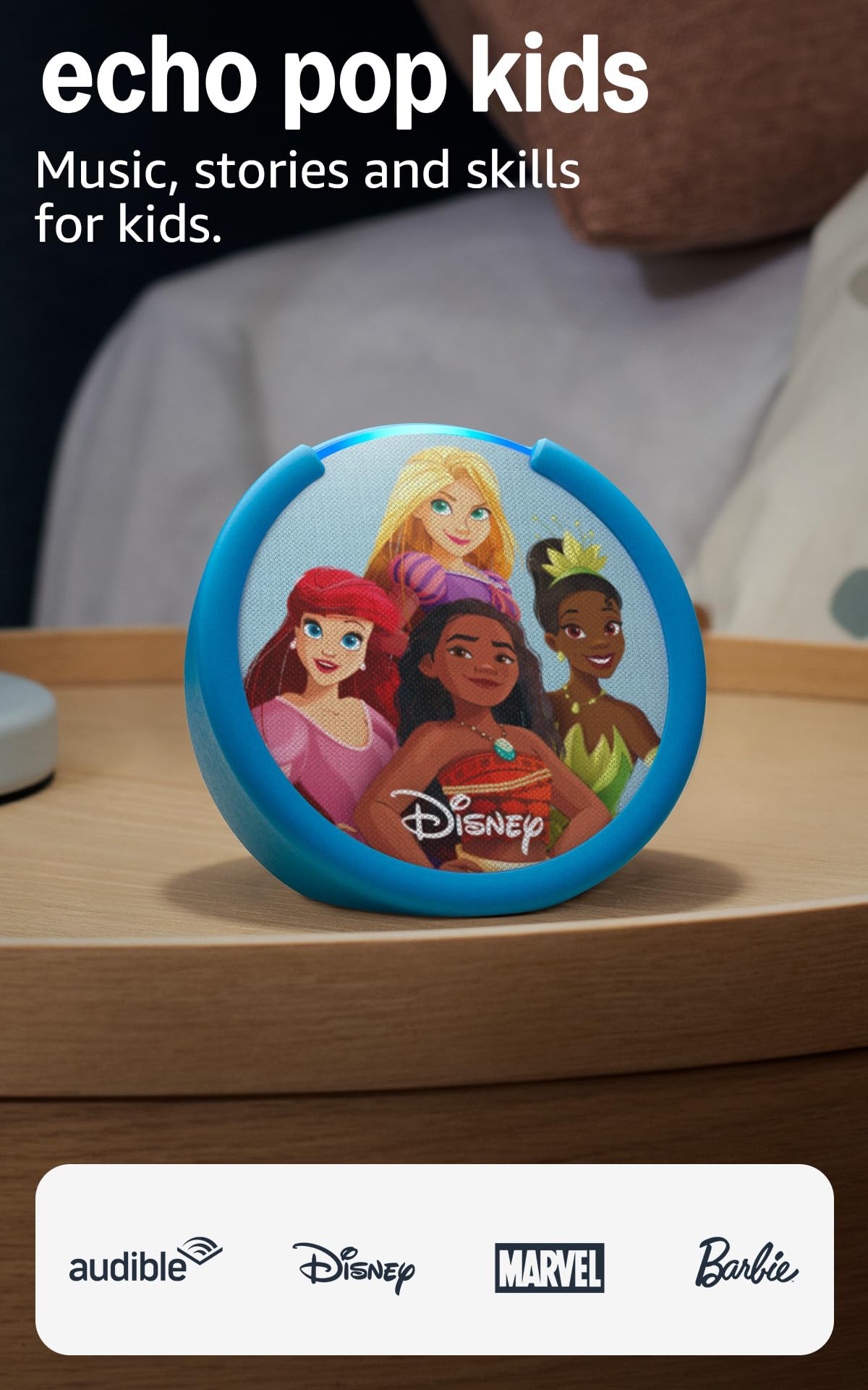 Amazon Echo Pop Kids (newest model), Enjoy age-appropriate audiobooks, sleep routines and Alexa+ experiences to create and learn, Disney Princess design
