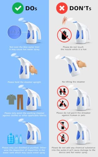 HiLIFE Steamer for Clothes, Portable Handheld Design, 240ml Big Capacity, 700W, Strong Penetrating Steam, Removes Wrinkle, for Home, Office(ONLY FOR 120V)-(Ocean Blue)